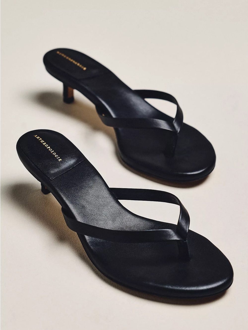 Anthropologie Leather Flip-Flop Kitten Heels Size 8